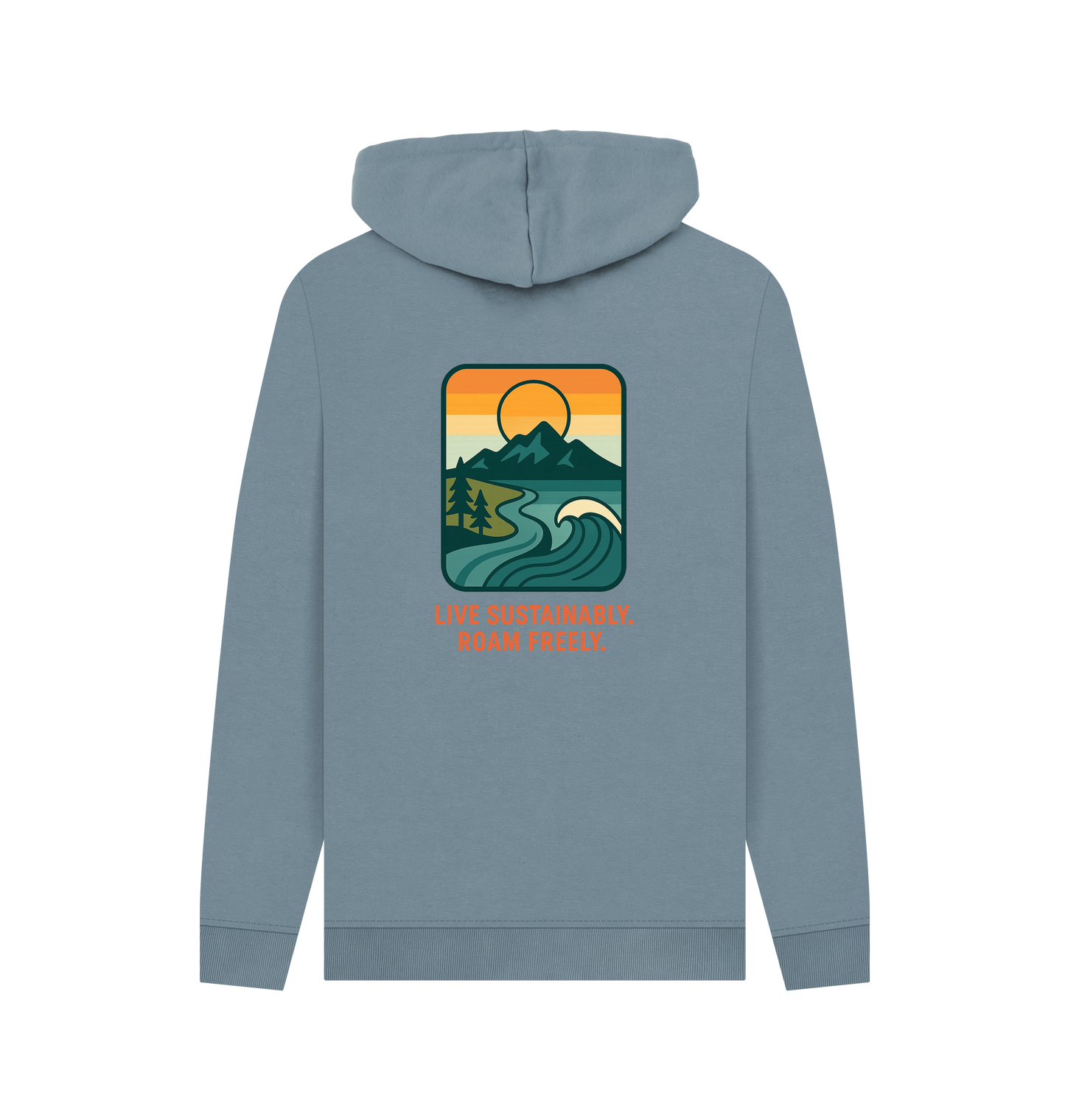 Stone Blue Printed Hoody Back