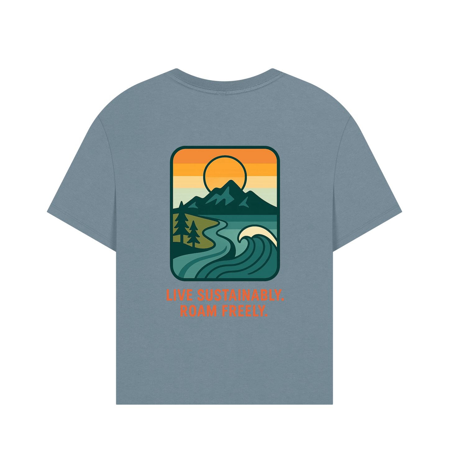 Stone Blue Printed T-shirt Back