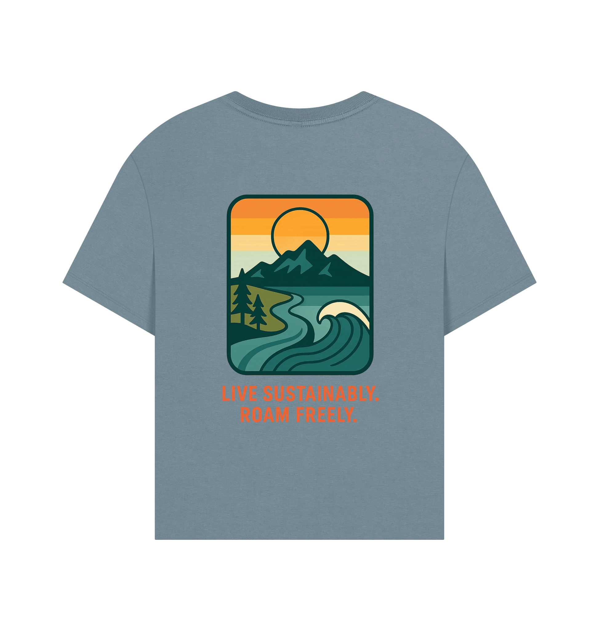 Stone Blue Printed T-shirt Back
