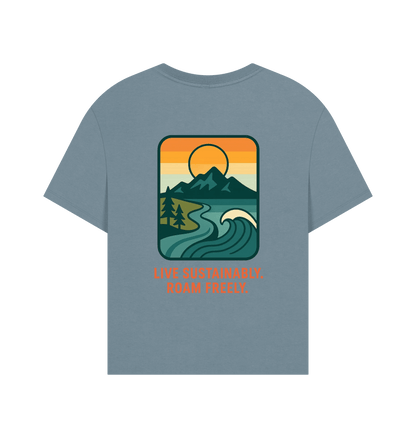 Stone Blue Printed T-shirt Back