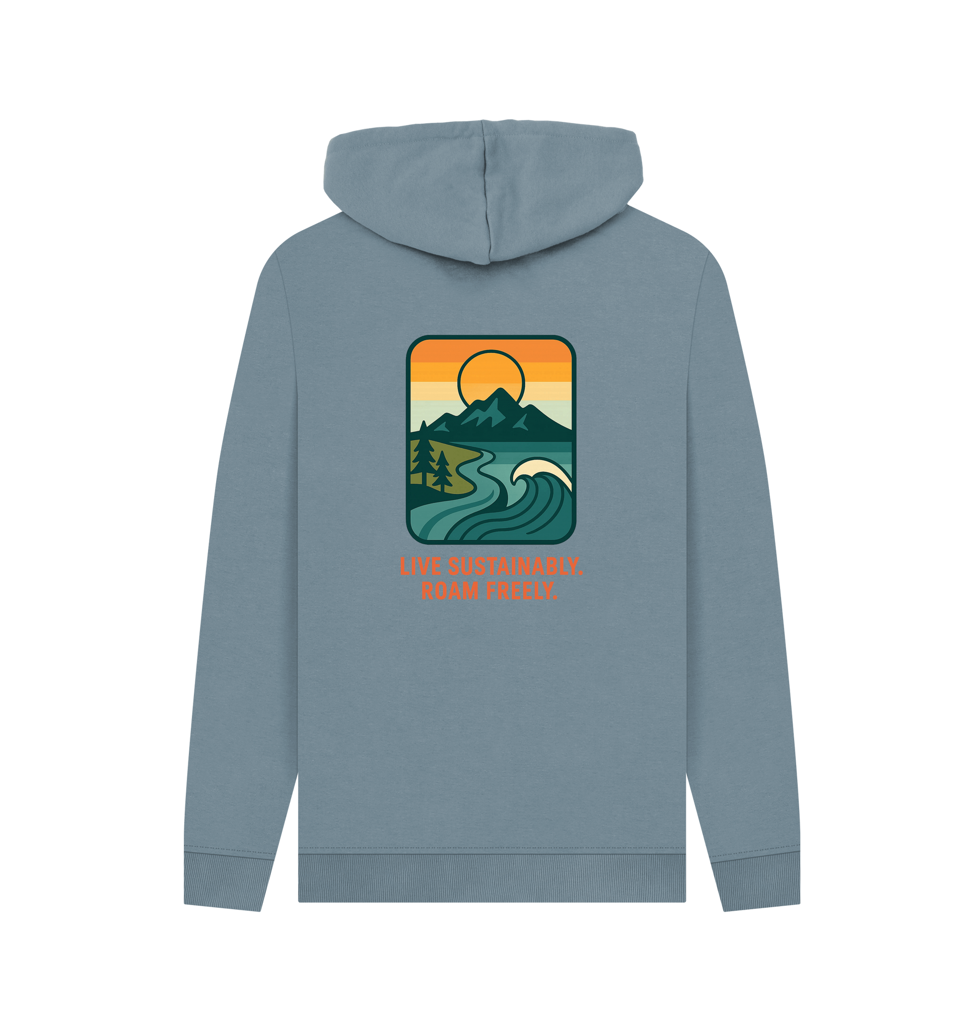 Stone Blue Printed Hoody Back