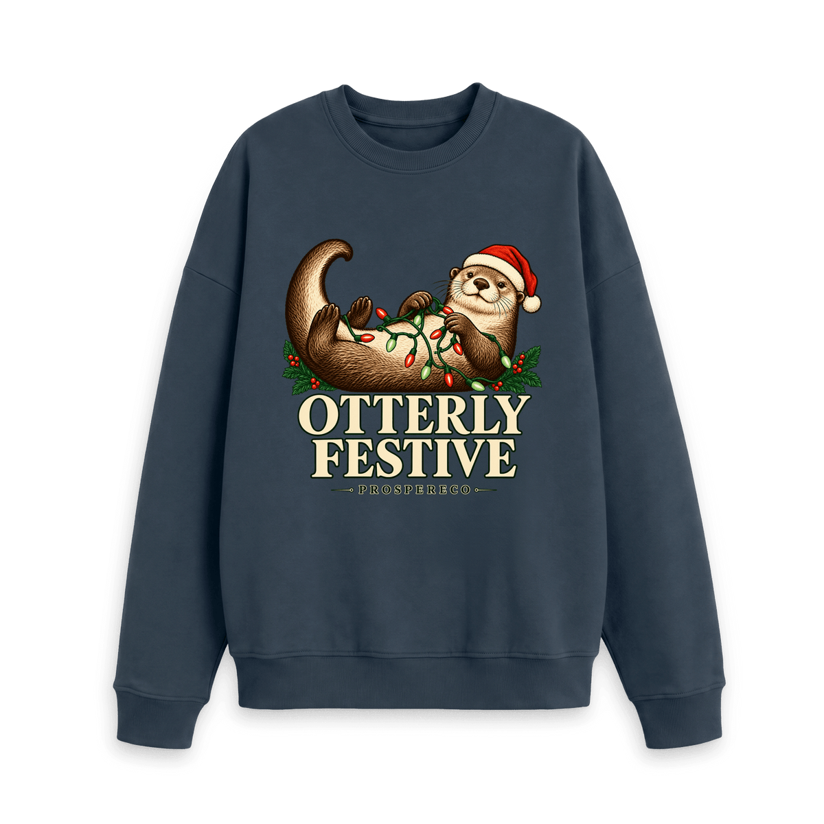 Navy Blue Printed Sweater Front