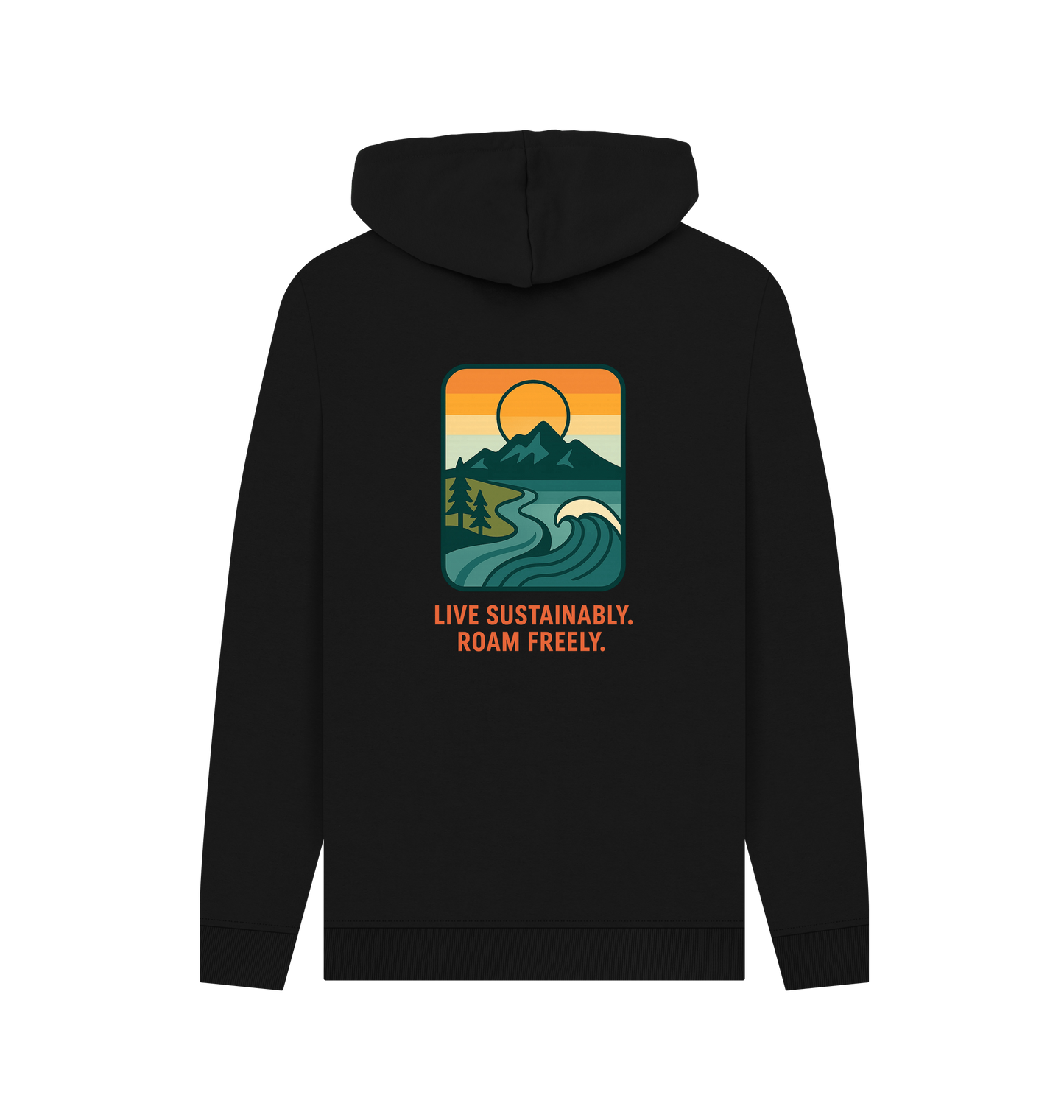 Black Printed Hoody Back