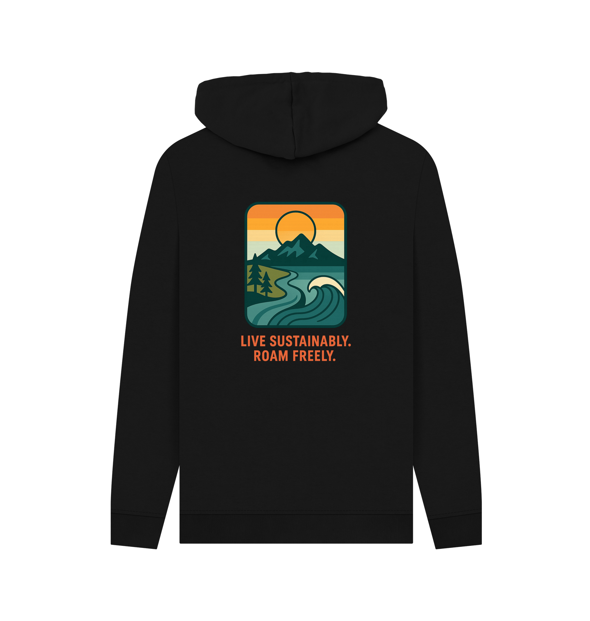 Black Printed Hoody Back